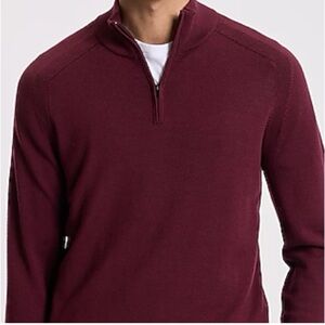 Going Soon! Merino Wool Quarter Zip Sweater - Ruby. Size XXL
